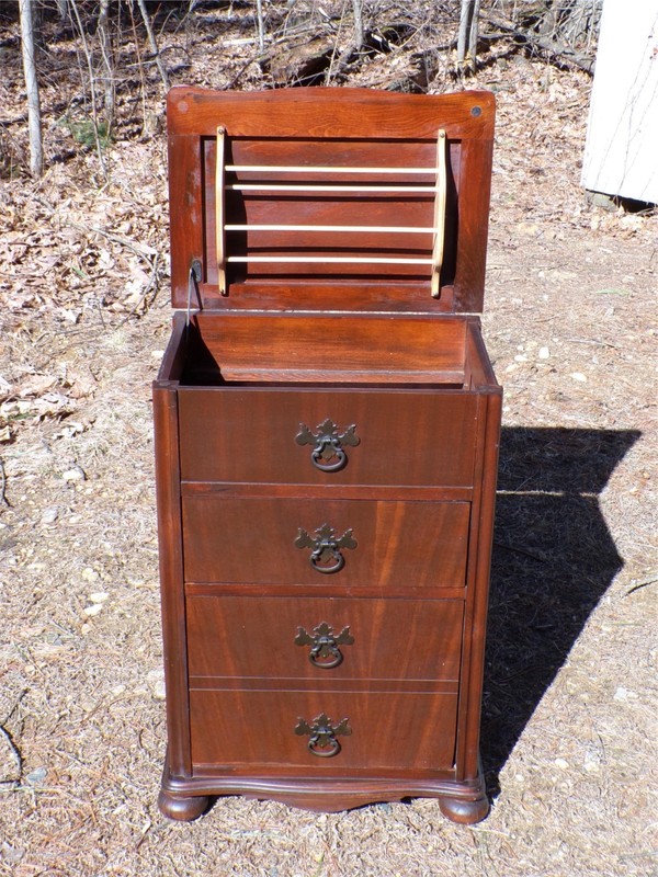 Vintage Federal Style Mahogany Sewing Cabinet Lift Top Chest Table Nightstand gallery