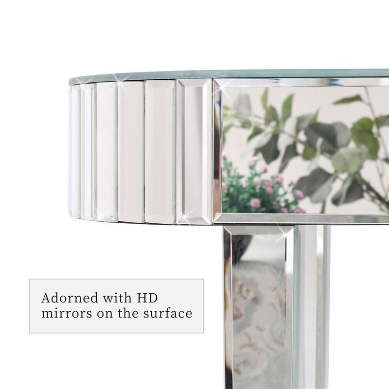 Silver Console Table Mirrored Sofa Table fr Entryway Living Room Office Cafe Bar gallery
