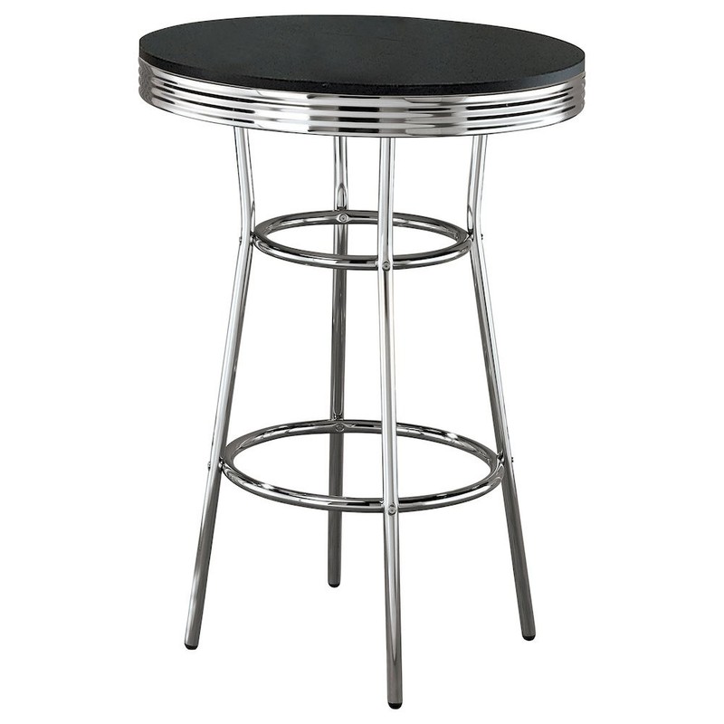 Retro Round 30-inch 1950’s Bistro Pub Height Bar Table Black