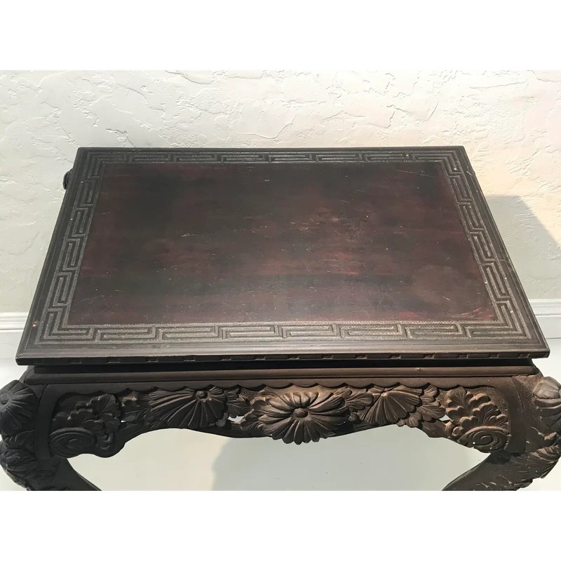 Neoclassical Intricate Hand-Carved Wood Console Table gallery