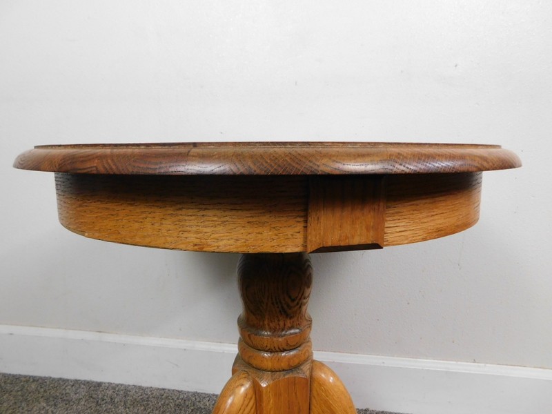 Vintage Antique Style Round Solid Oak Ball Claw Foot Side Lamp Table Tripod 23" gallery