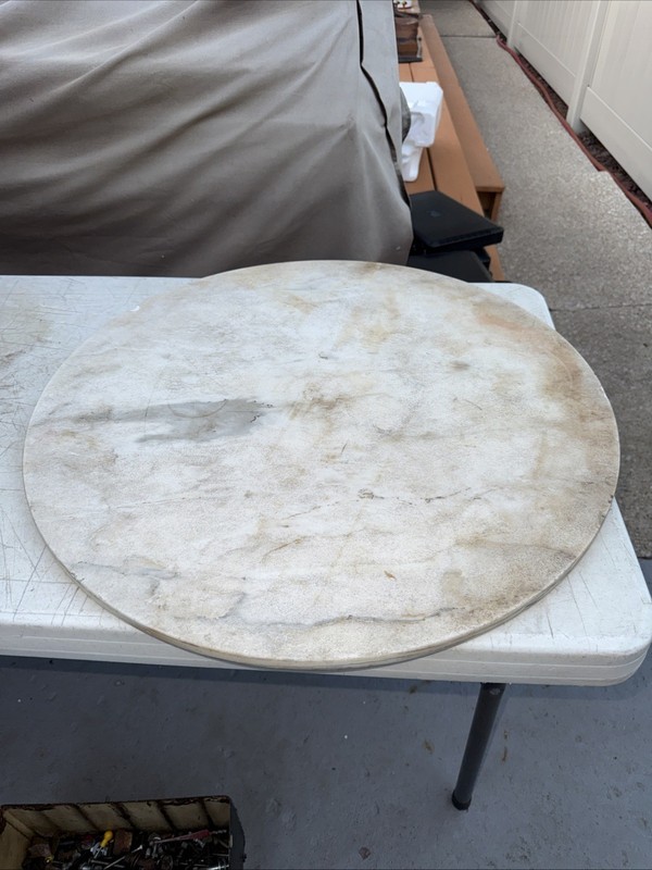 Antique 26” Marble Table Top White & Gray For Restoration Chipped. 3/4” Thick