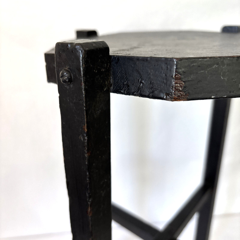 Vintage Arts & Crafts Plant Stand Solid Wood Fern Pedestal Black 17x9" gallery