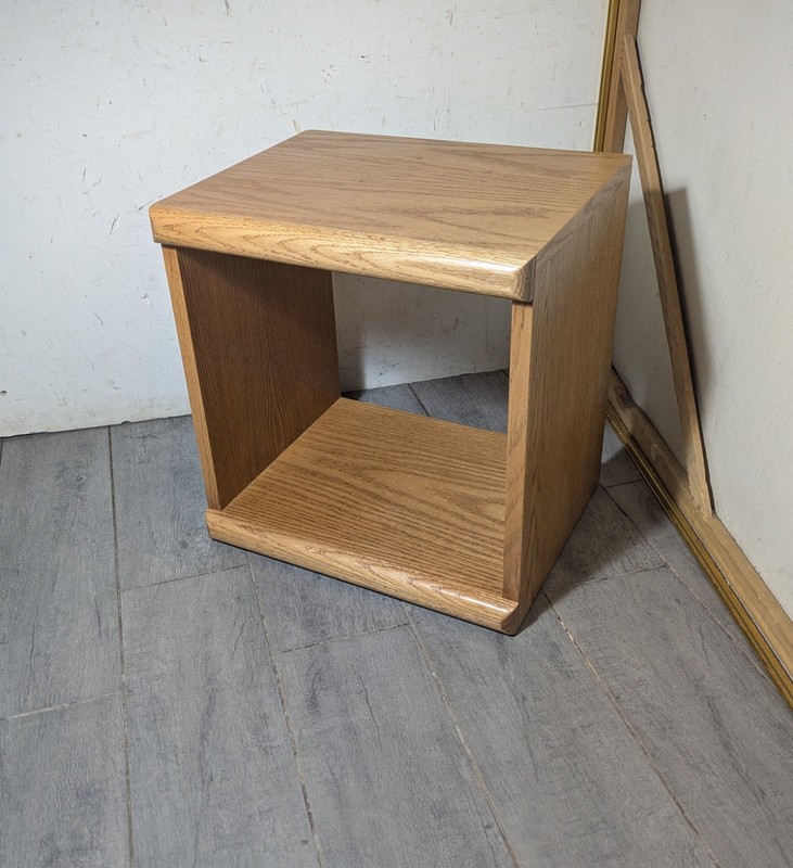 Vintage Oak Wood Open Cube Cubby Table Shelf Minimalist Rustic Country Curio K97