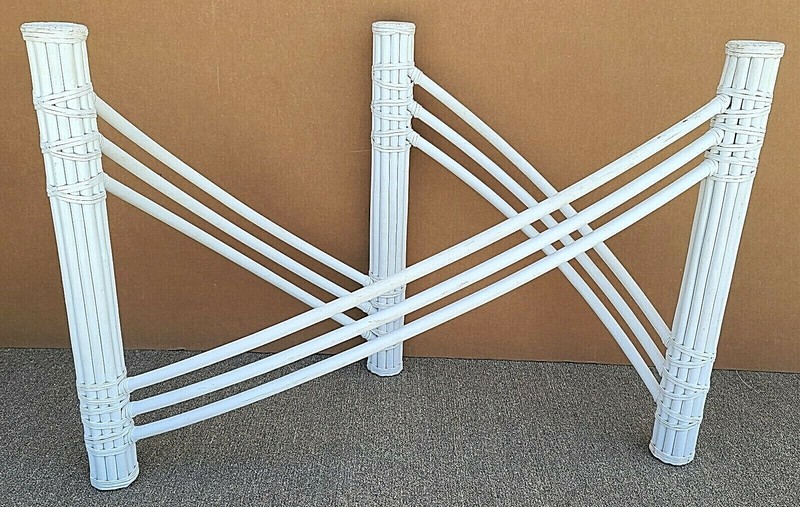 Palm Beach Regency Coastal Faux Bamboo Rattan Dining Console Table Base gallery