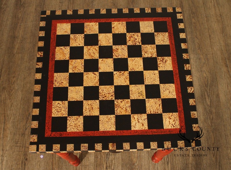 Antique Sheraton Painted Checker Board Top Side Table gallery