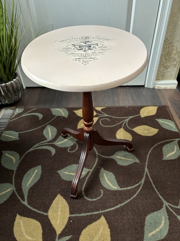 Bombay Company Brown Flip Down Table w/ Pink Chalk Paint Bakery Design Transfer gallery