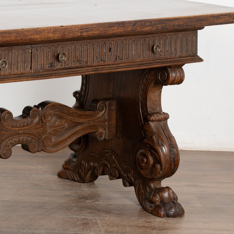 18th Century Italian Carved Walnut Desk or Console Table gallery