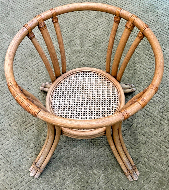 Vtg Palecek Bamboo Rattan Wicker Dinning/Side Table No Glass Top gallery