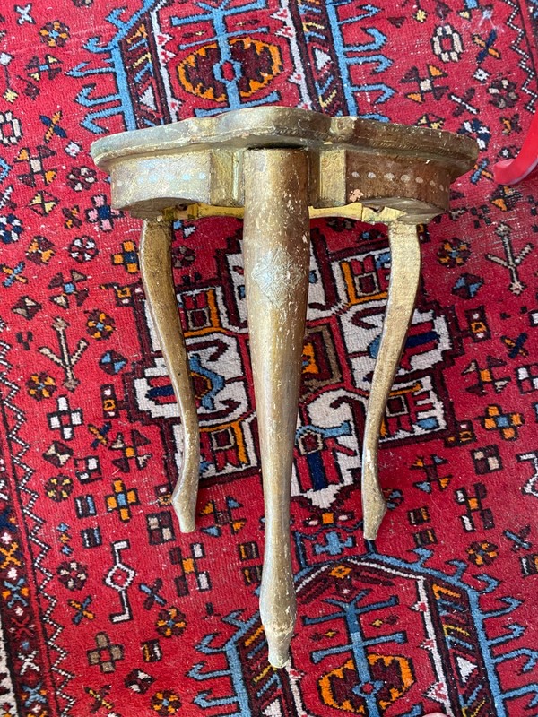 Vintage Italian Florentine 15.5" W x 17" H Accent Table Gold Gilt & Off White! gallery
