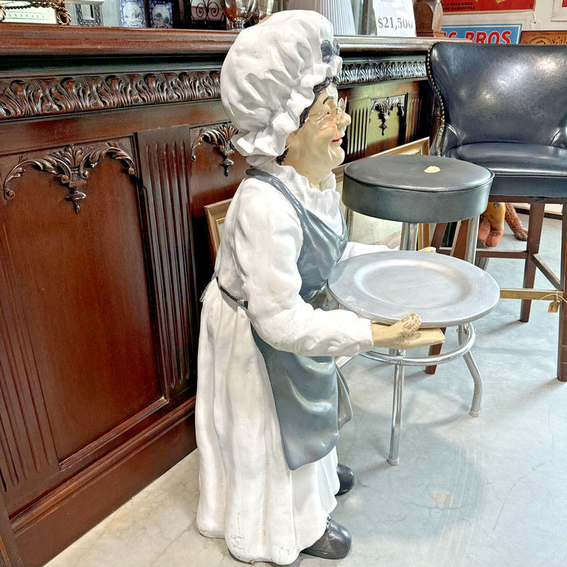 VINTAGE LADY WAITRESS STATUE FIGURE WITH SERVING TRAY - 44”H gallery