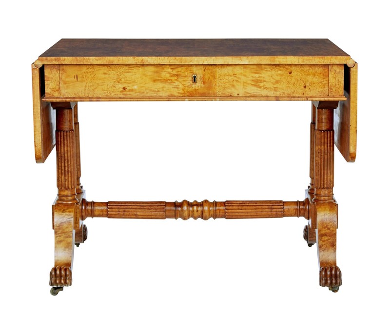 19TH CENTURY BURR BIRCH BIEDERMEIER SOFA TABLE gallery