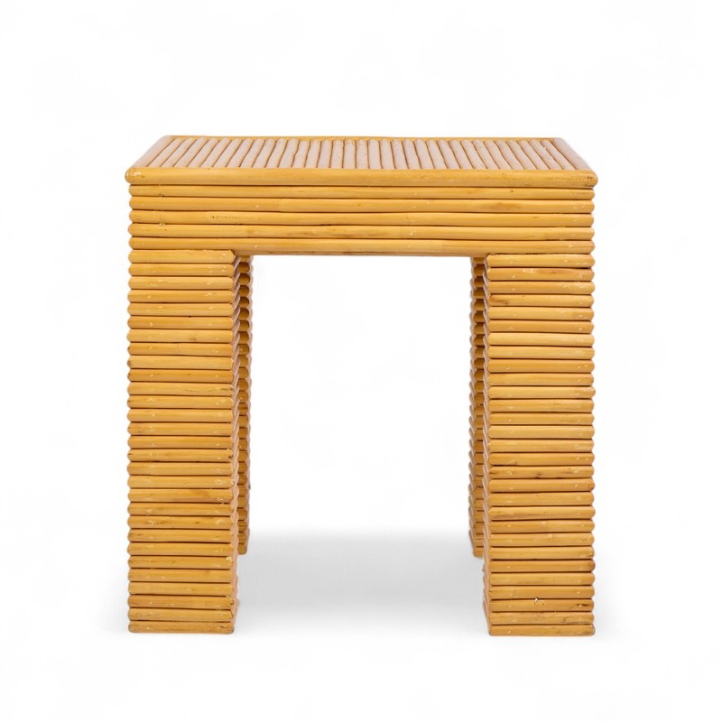 McGuire Style Mid Century Rattan Side Tables - Pair gallery