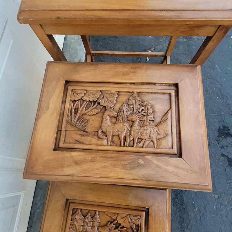 Vintage Carved Art Nesting Tables Set of 4 LOCAL PICKUP ONLY gallery