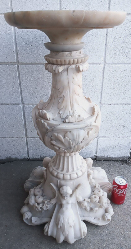 Antique Alabaster Center Table Base Stand Fountain Italian Sgnd Renaissance 19 C gallery