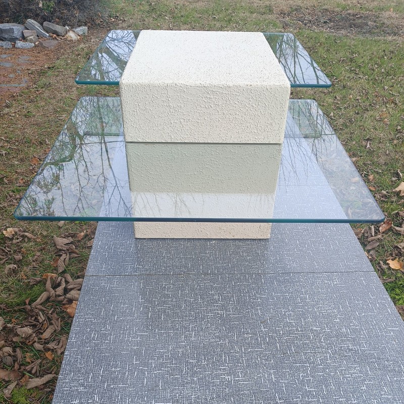 IMPOSSIBLY RARE PERHAPS Last OF ITS kind COFFEE TABLE paintable PLASTER GLASS gallery