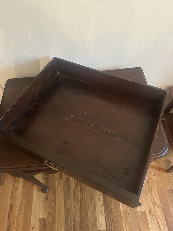 Antique English Georgian Style Oak Lowboy Side Accent End Table 27" h gallery