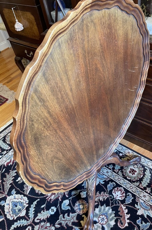 Hickory Chair? Tilt Top Large Mahogany Piecrust Ball and Claw Table gallery