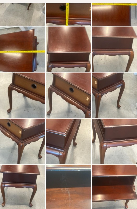 Vintage Bombay Company Mahogany TV Stand Queen Anne Table w/ Pull Out Tray READ gallery
