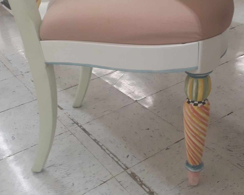 Beautiful Hand Painted Mackenzie Childs INSPIRED Glass-Top Table and Chair gallery