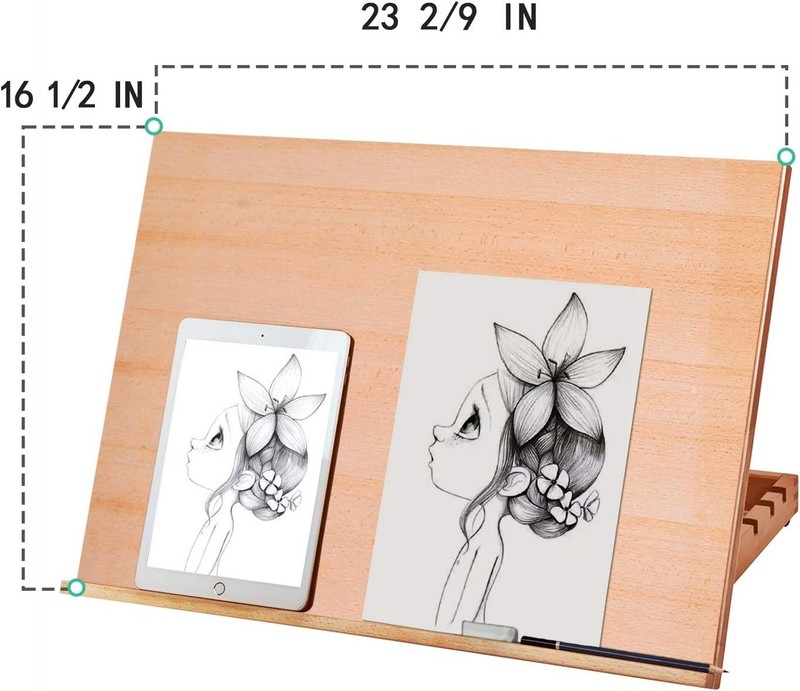 Adjustable Wood Sketching Board Easel - Lightweight & Portable 23 2/9" x 16 1/2" gallery
