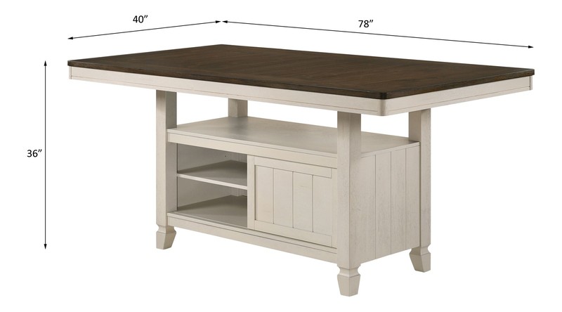 Oak Antique White Counter Dining Table with Storage Base gallery