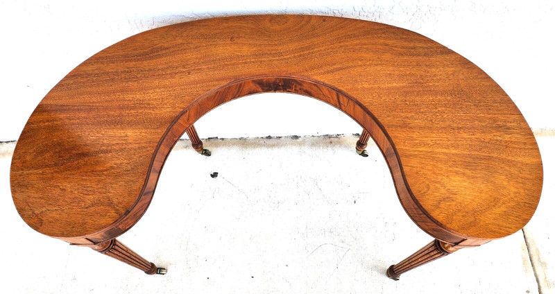 Wood Console Table Desk Mid Century Kidney Horseshoe Shape gallery