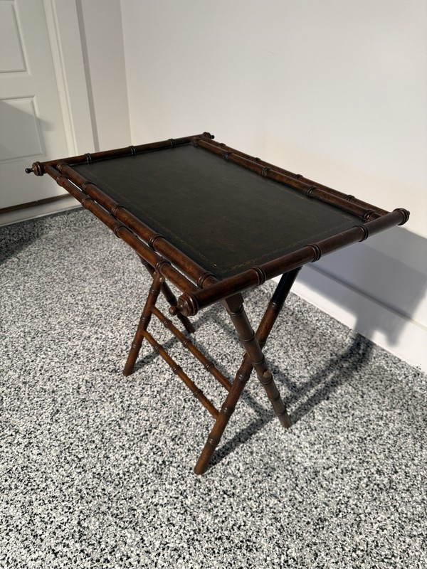 Antique Vintage Faux Bamboo Wood Butler Tray Table gallery