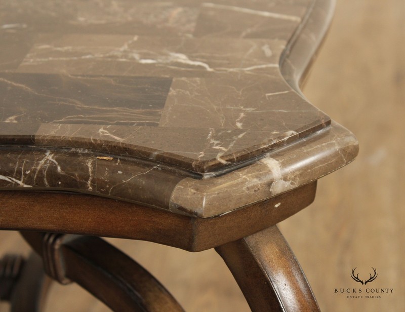 Rustic European Style Faux Marble Top Metal Base Coffee Table gallery