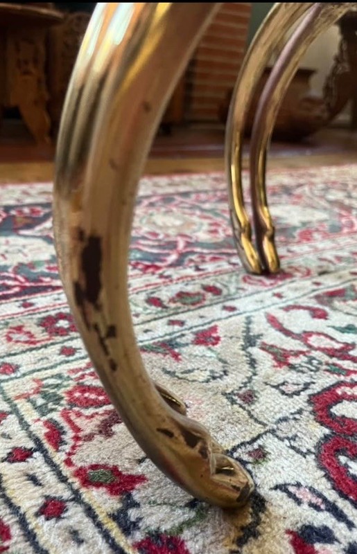 VERY RARE EXQUISITE BRASS PATINA DEER FORM TABLE IN ARMAND-ALBERT RATEAU STYLE gallery