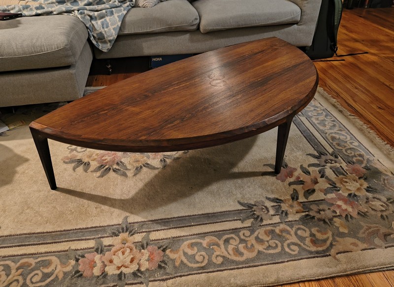 Danish Rosewood Half Moon Coffee Table By CFC Silkeborg of Denmark