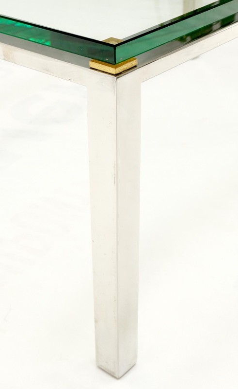 Polished Stainless Steel & Brass Glass Top Rectangle Coffee Table Mid Century gallery