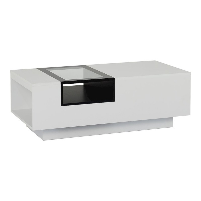 Sydney Modern Wood Storage Coffee Table in White and Black
