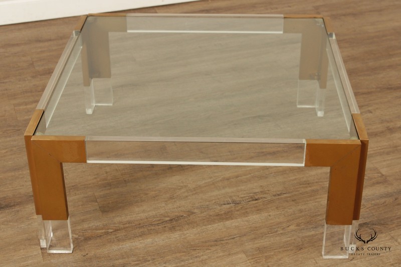 Contemporary Style Square Glass Lucite Square Coffee Table gallery