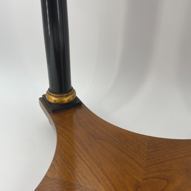 BAKER FURNITURE Octagonal Side Table Burl Wood Black Gold Accent Vintage 19x17 gallery
