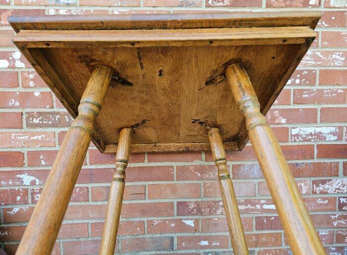 Antique Oak Plant Fern Stand Table Handmade Spindles 2 Shelves 29" gallery