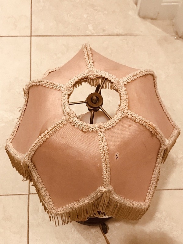 Antique Victorian French Style Lamp Shade 6 Leaf ￼Fringe Pink 11” x 7.” ￼￼ gallery