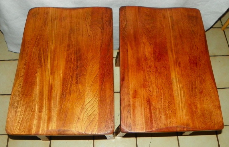 Pair Elm & Oak Mid Century Ranch Style End Tables / Side Tables (ET235) gallery