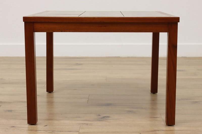 Midcentury Modern Vintage Teak & Ceramic Tile Coffee Table #54592 gallery