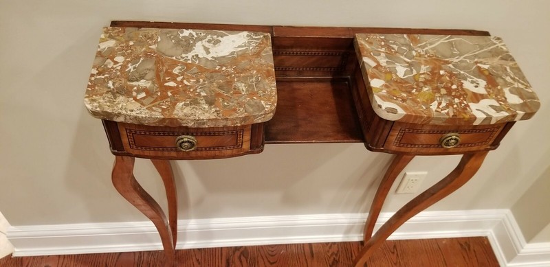 Antique Marble Doublesided Console with Inlaid Mahogany from Doyle Auctions