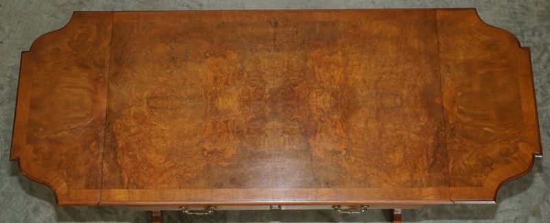 VINTAGE BEVAN FUNNELL BURR WALNUT EXTENDING SOFA / OCCASIONAL TABLE NICE TIMBER gallery