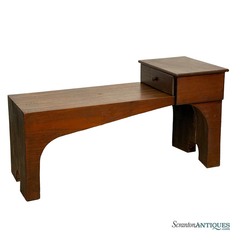 Vintage Farmhouse Butcher Block Elongated Side Table