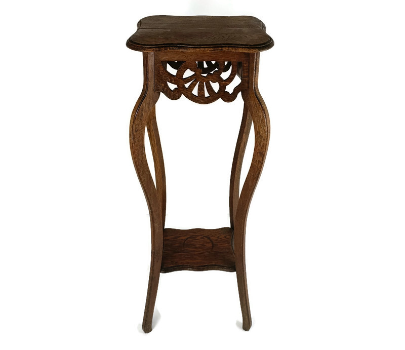 Art Nouveau Pedestal Table Plant Two tier Flower Stand Side Table Country Farmh