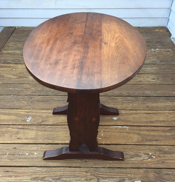 Antique Hand Made Trestle Style Side Table, Nice! gallery