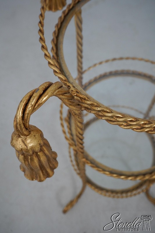 60350EC: Rope & Tassel Design Italian Gold Iron 3 Tier Occasional Table gallery
