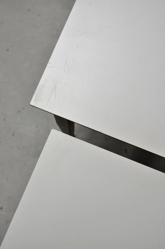 Vintage Mid Century Modern Walnut Base Laminate Top Low Side Tables - a Pair gallery