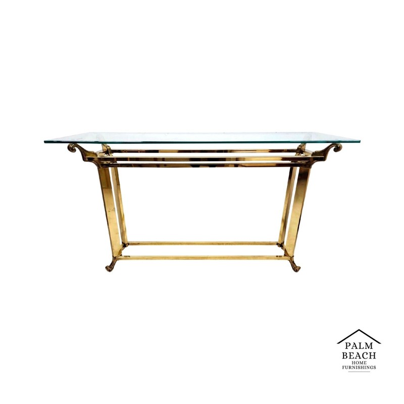 Vintage Console Table Glass & Brass