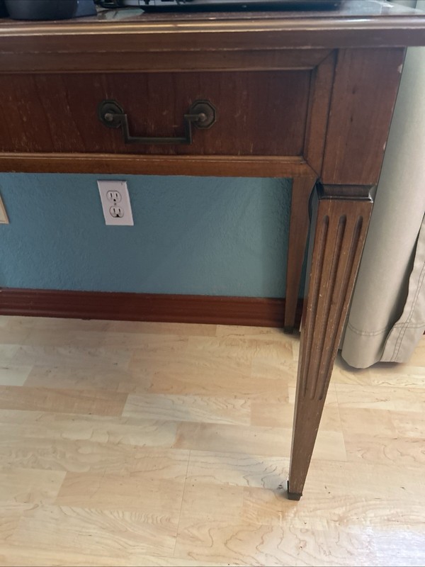 1930s Art Deco Console Table – Antique Extensole Hickory Mahogany Inlay Desk gallery