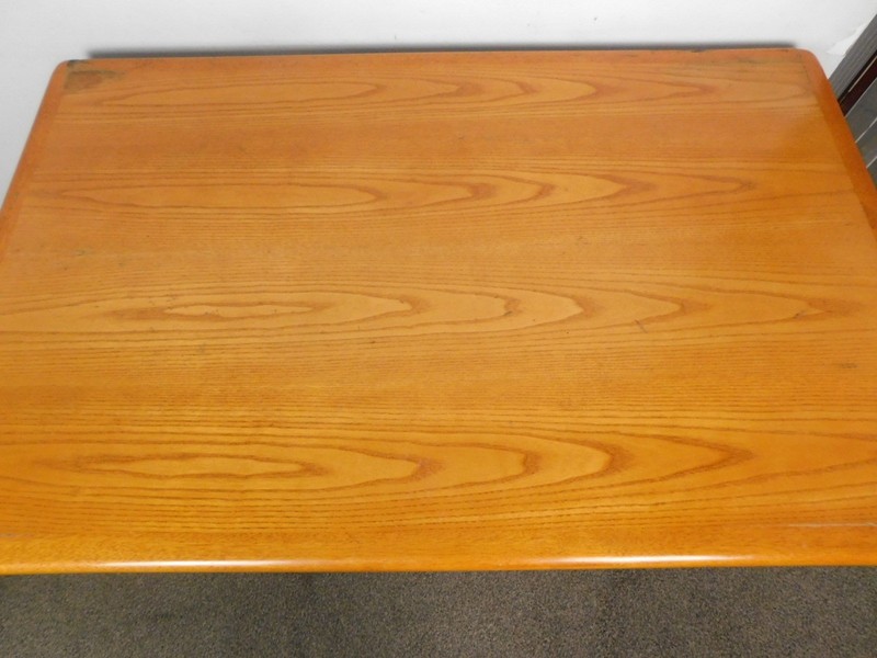 Mid Century Danish Modern 1970s Solid Teak Desk 48" Trestle Table Vintage Retro gallery