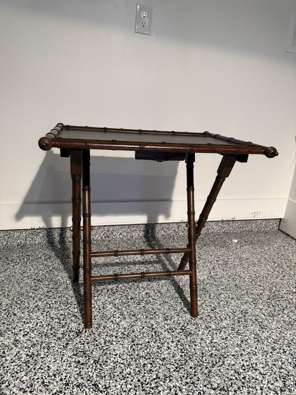 Antique Vintage Faux Bamboo Wood Butler Tray Table gallery